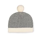 Hope & Henry Baby Sweater Beanie with Pom Pom (Charcoal and Ivory Herringbone, 12-18 Months)