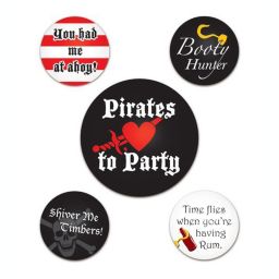 Beistle Party Decorative Pirate Party Buttons 2 - 1/3\