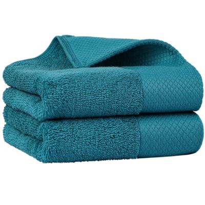 PiccoCasa Absorbent Cotton Hand Towels 16"X30" Teal 2 Pcs