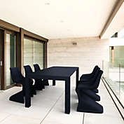 Luxury Commercial Living 7-Piece Black Extendable Patio Dining Set 118"