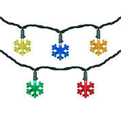 Northlight 10-Count Multi-Color LED Snowflake Christmas Light Set, 4ft Green Wire
