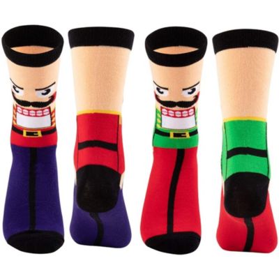 Toe-Tally Sox Nutcracker Christmas Crew Socks for Men and Women, Fun Gift Set (One Size, 2 Pairs)