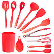 MegaChef Red Silicone Cooking Utensils, Set of 12