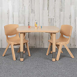 Flash Furniture 21.875"W x 26.625"L Rectangular Natural Plastic Height Adjustable Activity Table Set with 2 Chairs