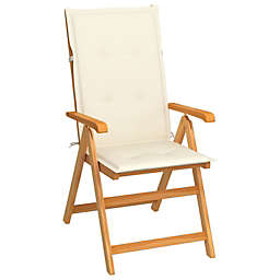 vidaXL Patio Chair with Cream Cushions Solid Teak Wood