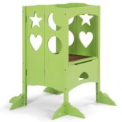 Slickblue Folding Kids Kitchen Helper Kitchen Counter Step Stool-Black