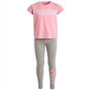 Ideology Toddler Girl&#39;s 2 Pc T-Shirt & Leggings Set Heart Stripe Pink  Size 4T