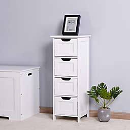 New Space White Bathroom Storage Cabinet, Freestanding Cabinet with Drawers