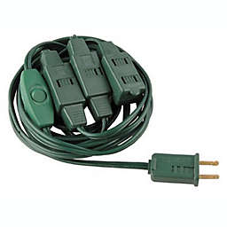 Northlight 12' Green Indoor Polarized Extension Power Cord with 9-Outlets