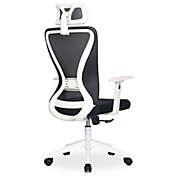 Modern Home Xelo Testa Mid-Back Desk/Office Task Chair, Computer Ergonomic Mesh Back Lumbar Support with Armrests (White/Black)