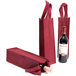 Juvale Wine Tote Bag, Reusable Gift Bags (3.75 x 13.7 x 3.5 In, Burgundy, 20 Pack)