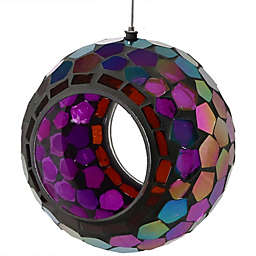 Sunnydaze Outdoor Garden Patio Round Glass with Mosaic Design Hanging Fly-Through Bird Feeder - 7
