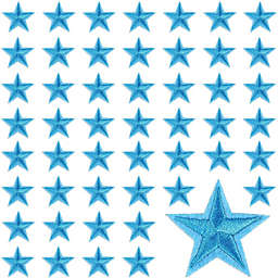 Bright Creations Small Blue Star Embroidery Patches for Clothing, Iron On Sewing Appliques (1.4 in, 50 Pack)