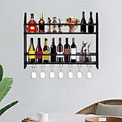 Kitcheniva Wall Mounted Wine Glass Storage Rack Wine Rack Bottle Holder Bar Wine Shelf