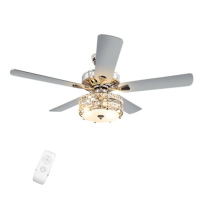 Gymax 52&#39;&#39; Classical Crystal Ceiling Fan Lamp w/ Reversible Blades Remote Control Home