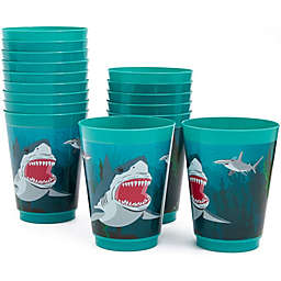 Blue Panda Shark Party Reusable Plastic Cups, 16 Pack