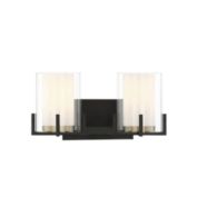 Savoy House 8-1977-2-143 Eaton 2-Light Bathroom Vanity Light in Matte Black with Warm Brass Accents (15" W x 7.5"H)