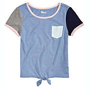 Epic Threads Big Girl&#39;s Colorblocked Tie Front T-Shirt Blue Size X-Large