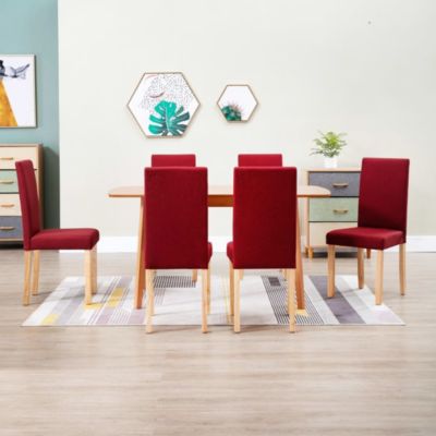 Vidaxl Dining Chairs 6 Pcs Wine Red, Red Fabric Dining Chair Covers