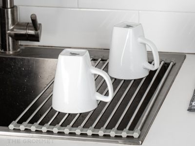 Grand Fusion Roll Up Over Sink Stainless Steel Dish Drying Rack Heat Resistant Trivet