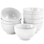 Gibson Home Plaza Cafe 8 Piece 6 Inch Stoneware Bowl Set in White