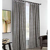 Plow & Hearth 54"L x 80"W Thermalogic Check Tab-Top Curtain Pair, in Black