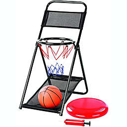 Slam Dunk 2 in 1 Mini Basketball with Hoop, Frisbee Game Set with Dual Functional Chair