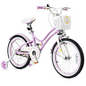 Slickblue 18 Inch Kids Adjustable Bike Toddlers with Training Wheels-Purple