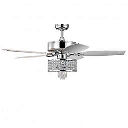 Costway 50 Inch Electric Crystal Ceiling Fan with Light Adjustable Speed Remote Control-Silver