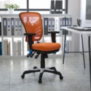 Flash Furniture Nicholas Mid-Back Orange Mesh Multifunction Executive Swivel Ergonomic Office Chair with Adjustable Arms