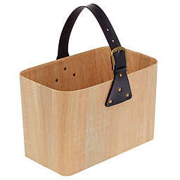 mDesign Rectangle Portable Basket with Attached Handle - Natural
