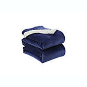 L&#39;baiet Modern Indoor  Sherpa Queen Blanket 90"x90" 100% Polyester, Fluffy, Cozy, Plush, Microfiber, Warm Bedding Cover - Navy