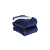 L'baiet Modern Indoor  Sherpa Queen Blanket 90"x90" 100% Polyester, Fluffy, Cozy, Plush, Microfiber, Warm Bedding Cover - Navy
