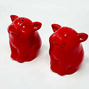 Contemporary Home Living Set of 2 Red Unique Pig Design Salt and Pepper Shakers, 3.5"