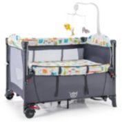 Slickblue 5 in 1 Baby Nursery Center Foldable Toddler Bedside Crib with Music Box