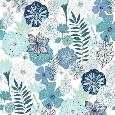 Roommates Decor Modern Perennial Blooms Peel & Stick Wallpaper - Blue