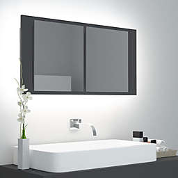 vidaXL LED Bathroom Mirror Cabinet Gray 35.4