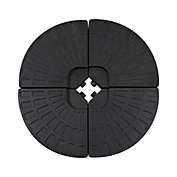 Outsunny 4 Piece Round Umbrella Base Stand Cantilever Offset Patio Umbrella Weight Plates, 52 Liters Capacity Water or 112 lbs Capacity Sand, Black