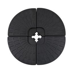 Outsunny 4 Piece Round Umbrella Base Stand Cantilever Offset Patio Umbrella Weight Plates, 52 Liters Capacity Water or 112 lbs Capacity Sand, Black