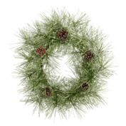 Nearly Natural Frosted Pine Cone Artificial Christmas Wreath, 24-Inch, Unlit