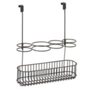 mDesign Metal Over Cabinet Door Hair Care & Styling Tool Storage Basket