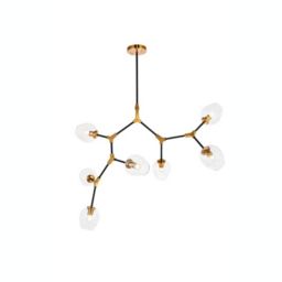 Elegant Lighting Cavoli Collection Antique Brass and Flat Black Finish 7 Light Pendant Lamp