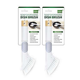 Grand Fusion Eco Friendly Soap Dispensing Scrub Brush With Bamboo Handle and Replaceable Head, 2 Pack