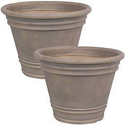 Sunnydaze Franklin Outdoor Flower Pot Planter - Beige - 20-Inch - 2-Pack
