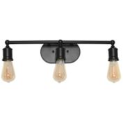 Elegant Designs Home Decorative Industrial Design Metal Bathroom Vanity Light in Matte Black Finish