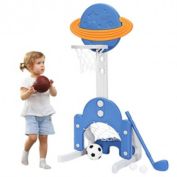 Costway 3 in 1 Kids Basketball Hoop Set with Balls-Blue