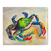Betsy Drake Teal Crab Fleece Throw Blanket 60 X 50 Inches