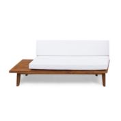 Contemporary Home Living 76.5" Brown and White Contemporary Left Sided Sectional Sofa with Cushion