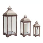 Melrose Decorative Lantern (Set Of 3) 19.75" - 39"H Metal/Wood