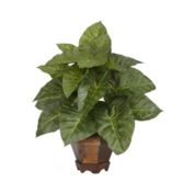 Nearly Natural Taro with Vase Silk Plant, Green